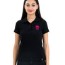 Ladies Black Polo Pink Skull